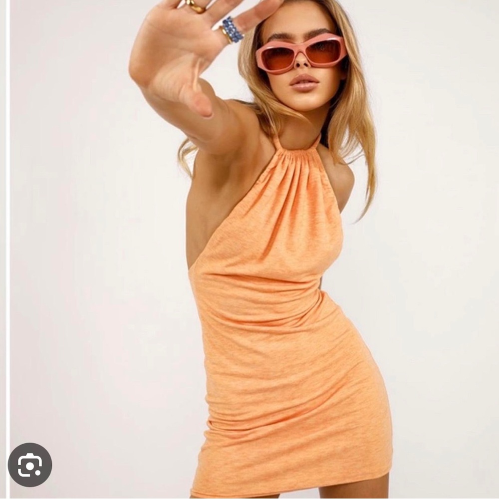 Orange tiger mist halter dress